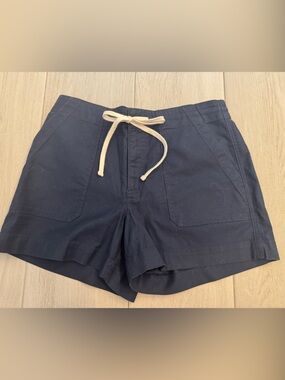LOFT Navy Athletic Drawstring Shorts with Cream Tie